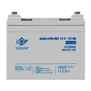Акумулятор мультигелевий LPM-MG 12V - 33 Ah + праворуч