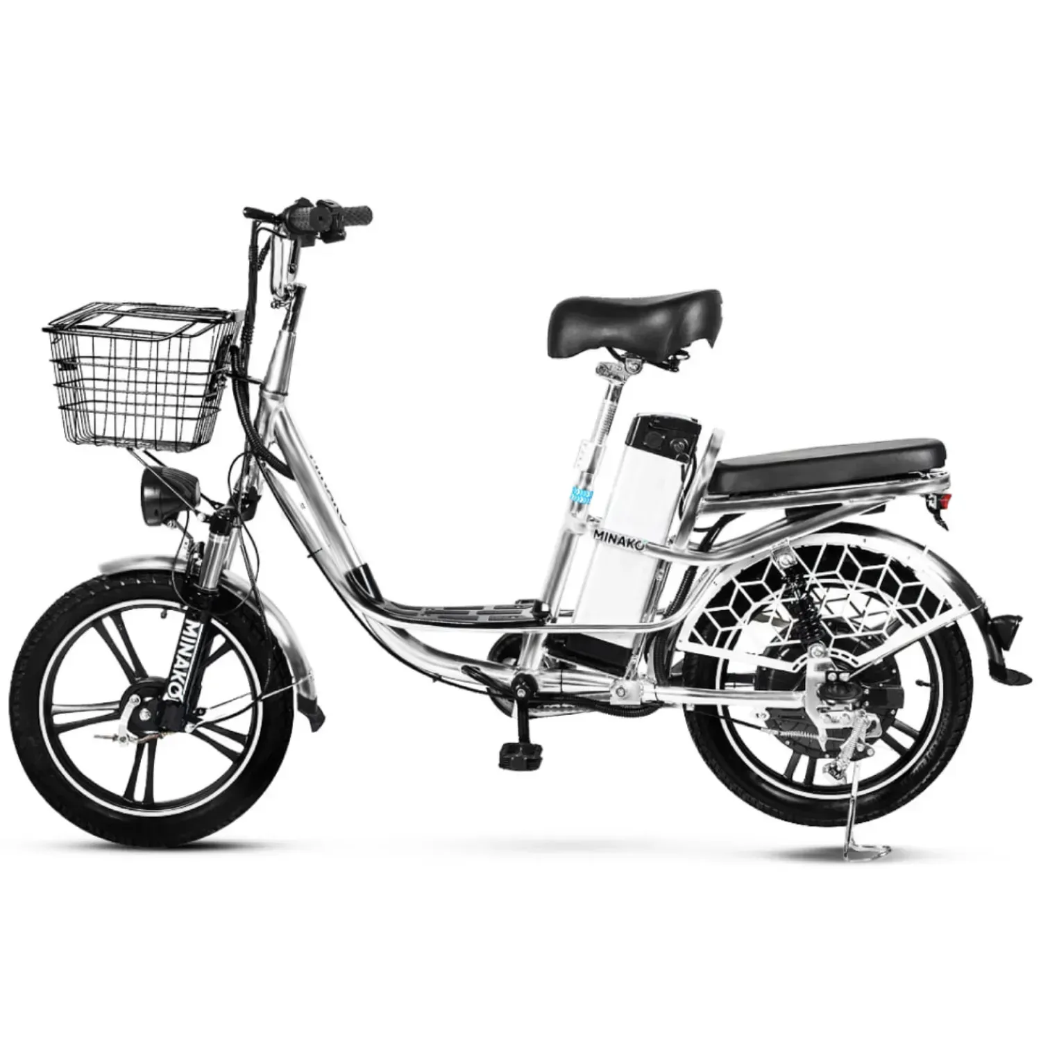 Електровелосипед MINAKO V8 PRO (18" 48V 15Ah 500W) хром, модель 2025 року