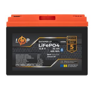 Акумулятор LP LiFePO4 12,8V - 32 Ah (410Wh) (BMS 40А/32A) пластик Smart BT